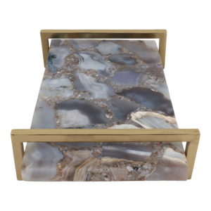 Vassoio rettangolare in marmo con manico in metallo per decorazioni per la casa o come centrotavola - Product Image 5