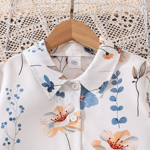 Ensemble Deux Pièces pour Enfants Filles Automne 2025 Tenue de Vacances Décontractée pour Adolescentes Chemise Élégante à Manches Longues et Jupe à Imprimé Floral - Product Image 3