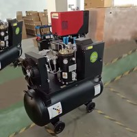 Compresseur d'air à vis miniature portable monté sur réservoir, rotatif, 3 kW, 10 bars, monophasé, à fréquence variable, 220 V, avec moteur