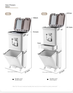 Japanse Stijl Groot Huis Keuken Prullenbak Met Dubbellaags Geur-Proof Deksel Droge Natte Scheiding Afvalbakken Voor Thuisgebruik - Product Image 4