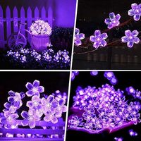Guirlande lumineuse solaire 8 modes en forme de fleurs de cerisier, violettes, étanches pour extérieur, jardin, patio, décoration d'arbre pour Noël et autres fêtes