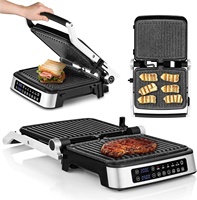 Aifa New 6 Scheiben Grill Elektrischer abnehmbarer digitaler Kontakt grill aus Edelstahl Panini Press Electric BBQ Grill
