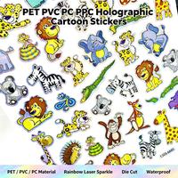 Autocollants animaux 3D découpés au laser FUYA, autocollants éducatifs et de récompense pour enfants en PET PVC PC, autocollants adhésifs