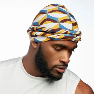 Halo turbante durag para homens, forro de seda, designer, turbante, chapéu com banda torcida