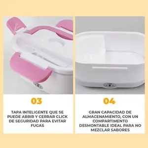 Boîte à lunch électrique pour enfants avec chauffe-aliments, capacité de 1 L, pot intérieur en acier inoxydable, affichage numérique LED, 220 V, fermeture à clip, I - Product Image 4