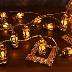 Ramadan Eid String Light Mubarak Decoraciones Linterna con 2 modos de luz Funciona con pilas para el hogar islámico musulmán interior