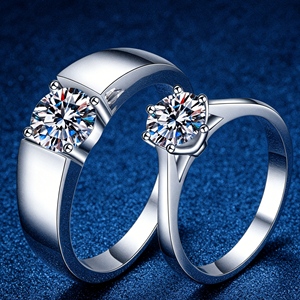 <span class=keywords><strong>Anillos</strong></span> <span class=keywords><strong>de</strong></span> Lujo para Pareja <span class=keywords><strong>de</strong></span> Plata <span class=keywords><strong>de</strong></span> Ley 925 con Moissanita <span class=keywords><strong>de</strong></span> Corte Brillante <span class=keywords><strong>de</strong></span> 1 Quilate para Boda y Compromiso, Certificados por CNAS - Product Image 1