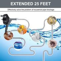 Déboucheur de drain flexible de 25 pieds avec adaptateur pour perceuse, serpentin de plomberie manuel pour cuisine, salle de bain, douche, évier