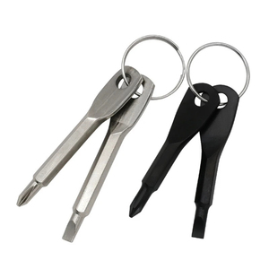 Mini Portable Self Defense Keychain <b>Set</b> Outdoor Multifunctional SurviveTool Screwdriver Personal Defence Key Ring Silver Black - Product Image 1