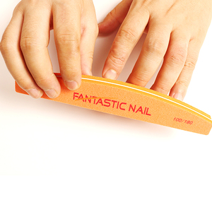 Custom Logo Korean Orange Sponge <strong>NailFile</strong> Washable 100/180 Grit Half Moon Nail File - Product Image 2