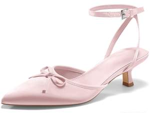 Dames Marineblauwe Puntige Neus Slingback Kitten Hakken Strik Enkelband Jurk Schoenen Voor Kantoor, Bruiloft En Feest - Product Image 3