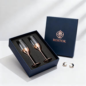 Estampado en caliente, tapa <span class=keywords><strong>de</strong></span> gama alta <span class=keywords><strong>de</strong></span> oro rosa <span class=keywords><strong>y</strong></span> tipo Base, embalaje, champán, copa <span class=keywords><strong>de</strong></span> <span class=keywords><strong>vino</strong></span> <span class=keywords><strong>tinto</strong></span>, joyería, caja <span class=keywords><strong>de</strong></span> cajón <span class=keywords><strong>de</strong></span> cartón con insertos <span class=keywords><strong>de</strong></span> EVA - Product Image 1