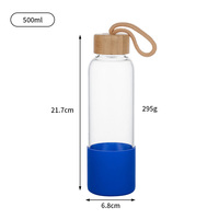 Bouteille d'eau en verre borosilicate de haute qualité, 500 ml, anti-fuite, compatible lave-vaisselle, avec logo personnalisé, faite à la main, écologique, avec paille et bouchon à vis.