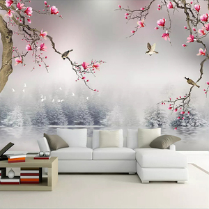 <span class=keywords><strong>Carta</strong></span> <span class=keywords><strong>da</strong></span> <span class=keywords><strong>Parati</strong></span> Murale Personalizzata Stile Cinese con Fiori di Magnolia e <span class=keywords><strong>Uccelli</strong></span> per Soggiorno e Camera <span class=keywords><strong>da</strong></span> Letto, Decorazione Casa 3D - Product Image 1
