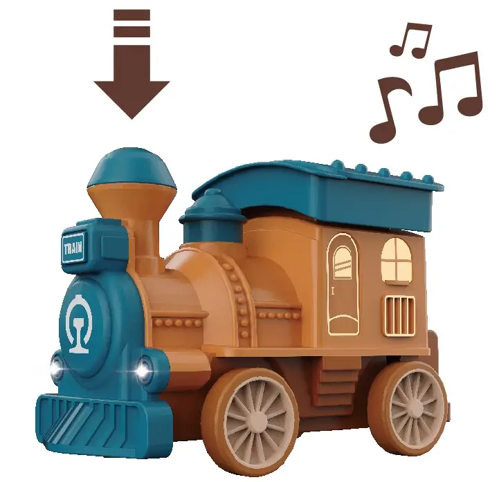 Популярная дешевая детская развивающая подвижная машинка, мультяшный поезд, вагон, пресс и инерция, игрушки с музыкальным светом для детей