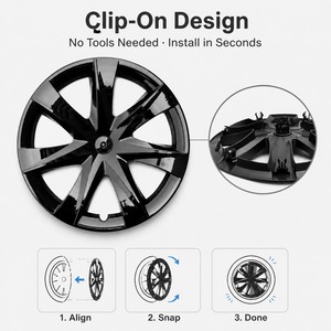 Enjoliveurs STEELTIGER pour Tesla Model Y 2019-2024, 19 pouces, ABS Sport, à clipser, lot de 4, noir mat - Product Image 3