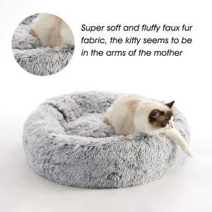 WESTERN HOME WH Beruhigendes Hunde- und Katzenbett Weich Anti-Angst Donut-Form Wärmend Gemütlich Flauschig Baumwolle Rutschfest Maschinenwaschbar - Product Image 2