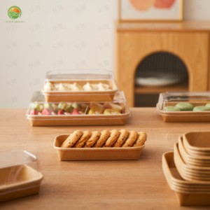 Thân thiện với môi Sushi Khay giấy bao bì giấy cho thực phẩm dùng một lần lấy đi oilproof Kraft Khay giấy nhà sản xuất - Product Image 1