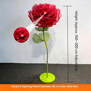 Flor de Peonía Eléctrica de Gran Tamaño, 60 cm de Diámetro, Apertura/Cierre Automático Mecánico, Organza, Estilo Europeo, para Bodas y Eventos Florales - Product Image 5