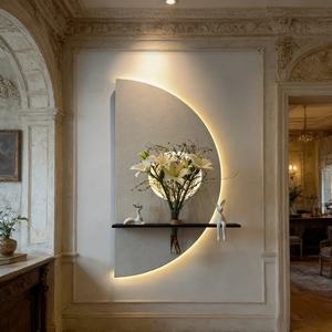 Pintura Decorativa Abstracta Semicircular Hecha a Mano en 3D con Piedra Arenisca, Decoración para el Hogar, Plantas Hidropónicas, Pintura Decorativa con LED Brillante - Product Image 1