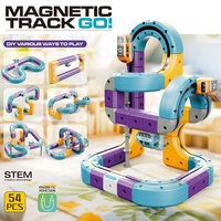 SamToyCn Set Trek Kereta Magnetik SETM, Trek Balap Mobil Slot Fleksibel, Set Trek Rel Listrik Ajaib DIY untuk Anak-Anak