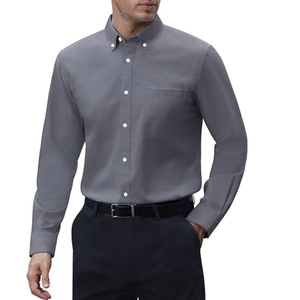 100% di cotone Oxford bottone verso il basso camicie nere per gli uomini di colore solido logo personale di personalizzazione - Product Image 5