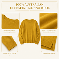 Pull en cachemire et laine de chèvre tricoté pour femme, col rond, avec fentes latérales, personnalisable avec logo OEM HOSYN