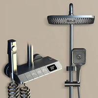 Robinet mélangeur thermostatique intelligent à affichage numérique de la température, bouton piano, pour douche à effet pluie, en laiton, pour ensemble de douche - Vente en gros