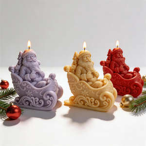 Moule en silicone Père Noël assis dans un traîneau pour bougie, moule DIY pour moulage de béton et résine, décoration d'intérieur - Product Image 5