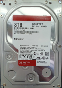 Disco Duro NAS Red Plus de 8 TB, 3.5'', SATA 6 Gb/s, 5640 RPM, 256 MB de Caché, HDD WD80EFPX - Product Image 4