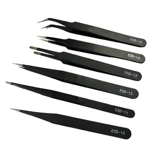 Hermosas Pinzas Electrónicas de Acero Inoxidable de 12-14 cm, Antiestáticas, con Punta de Precisión para la Industria de Reparación de Extensiones de Pestañas - Product Image 4
