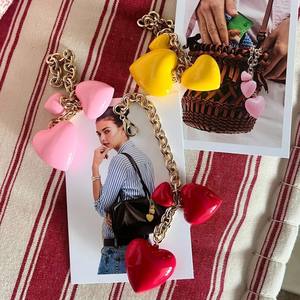 KC203 Llavero de moda al por mayor, chapado en <span class=keywords><strong>oro</strong></span> cobre, con colgante de corazón hinchado y voluminoso para bolso, Día <span class=keywords><strong>Nacional</strong></span> - Product Image 5