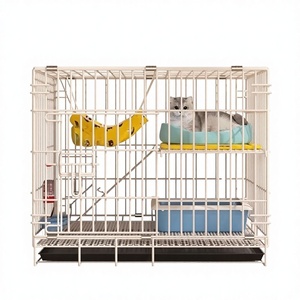 Cage pour chat en acier inoxydable à double paroi épaissie, abri sécurisé et stable pour intérieur/extérieur avec plateau en plastique - Conception simple pour chats <span class=keywords><strong>de</strong></span> taille moyenne - Product Image 1