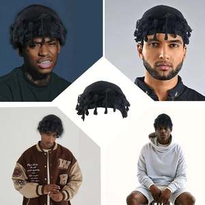HZM-23207 Hip Hop Vintage Hommes Satin Doublé Glands Chapeaux Pré-Attaché Halo Twisted Turban Head Wrap <span class=keywords><strong>Durag</strong></span> - Product Image 3