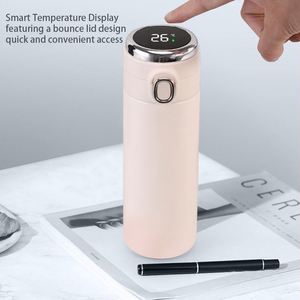 400ML Smart LED Temperature Display Vacuum Thermos Creative Stainless Steel Water <b>Bottle</b> with New Design Handle Lid for Babies - Product Image 2