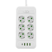 Multiprise électrique DENIXI haute puissance à double rangée, multi-prises, avec interrupteur, prise européenne, 3 prises USB