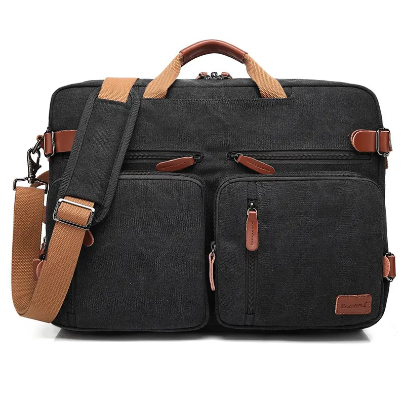 Wholesale Mens Briefcases Business Nylon Backpack Laptop Bag With Hidden Shoulder Strap