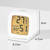 Jam Alarm meja kantor pintar Mini Digital Multifungsi, jam Alarm dengan suhu dan kelembaban tahan lama digunakan