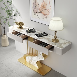 Console <span class=keywords><strong>murale</strong></span> moderne et minimaliste en <span class=keywords><strong>ardoise</strong></span>, design semi-circulaire, pour hall d'entrée, avec installation et démontage facilités - Product Image 1