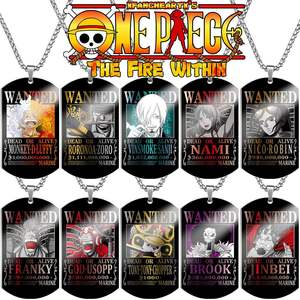 Charmes en métal cool <span class=keywords><strong>Zoro</strong></span> Dog Tag Luffy pour hommes, collier <span class=keywords><strong>One</strong></span> Pieces <span class=keywords><strong>Wanted</strong></span> - Product Image 3