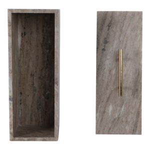 Scatola portaoggetti rettangolare in marmo con maniglia in metallo per decorazioni per la casa, portaoggetti per gioielli e ricordi - Product Image 5