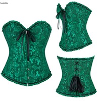 Corset de Taille Gainant Femme 7 Couleurs, Corset Bustier Top Style Steampunk Victorien pour Halloween, avec String