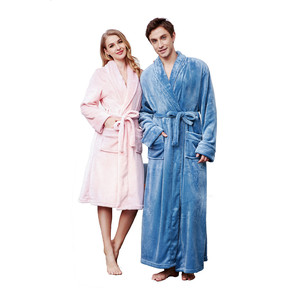 Autunno inverno <span class=keywords><strong>camicia</strong></span> <span class=keywords><strong>da</strong></span> <span class=keywords><strong>notte</strong></span> di flanella con colletto di frutta allungata risvolto di corallo di prima generazione per <span class=keywords><strong>donna</strong></span> uomo modello solido - Product Image 2