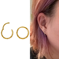 Cincin Hidung Titanium Model Twisted Segment Clicker, Anting Septum Daith Kepang, Anting Tulang Rawan, Hadiah untuk Anak