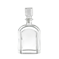 Bouteille de liqueur en verre incurvé de luxe de 750 ml avec bouchon en verre pour emballage personnalisé de brandy