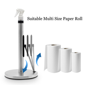 Paper Towel Pump <b>Silver</b> Stainless Steel One Hand Tear Paper Towel Holders for Kitchen Table and Restaurant with <b>Spray</b> Bottle - Product Image 2