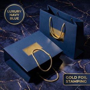Sac cadeau de luxe en papier kraft avec logo de marque en feuille d'or personnalisée, matériaux recyclés, poignée en ruban, emballage pour la vente au détail - Product Image 4