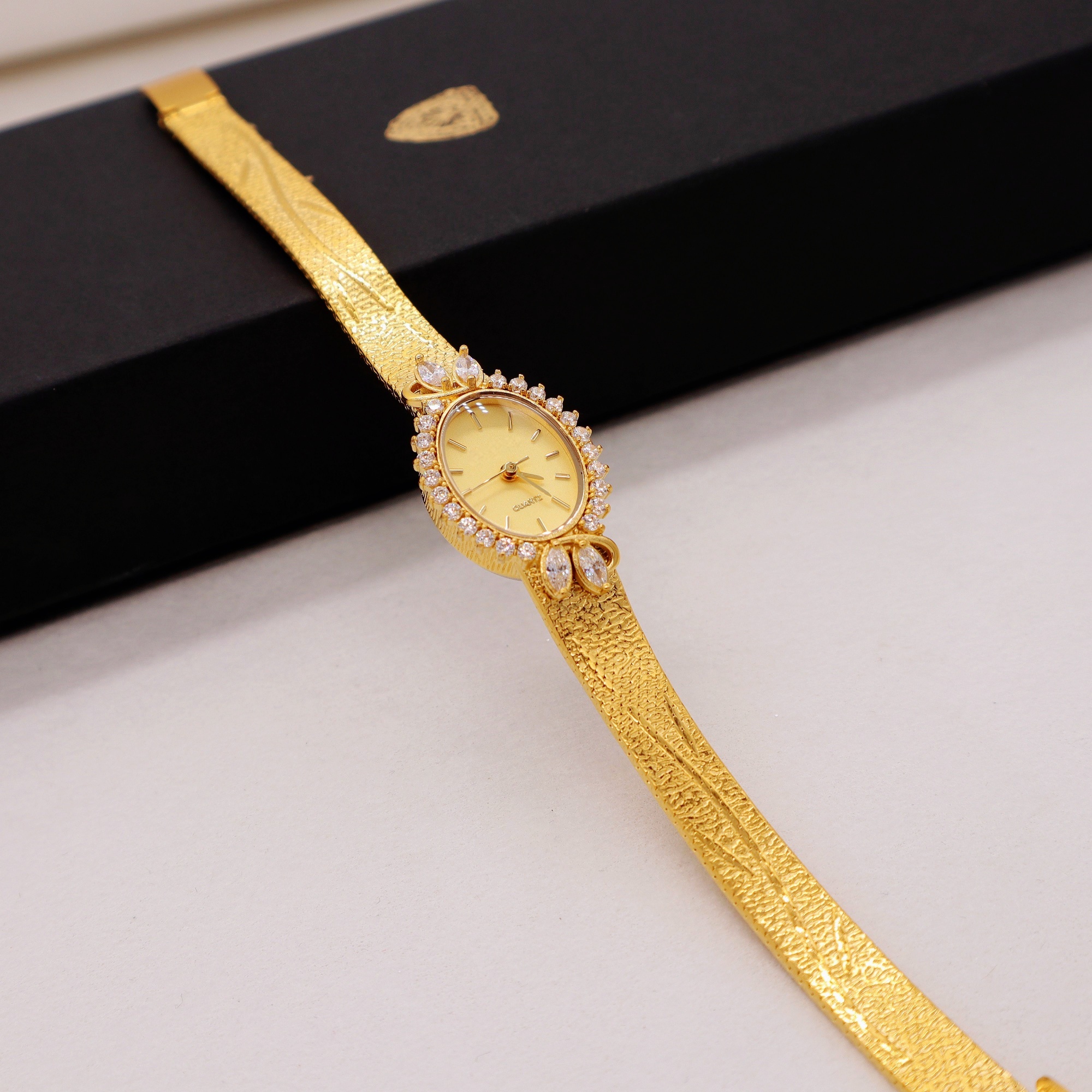 Designer Inspired Gold Plated Quartz Watch 1954 Amalfi Mechanical, Gold / Gold | Free engraving | AV86 main image 2