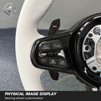 Volante Deportivo de Lujo YZ B56 Personalizado de 3 Radios, Estilo OE, Modificado con Fibra de Carbono, Cuero Blanco Perforado