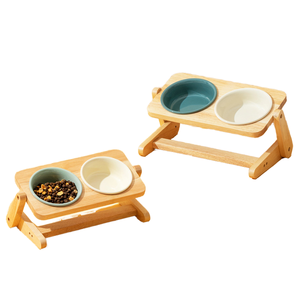 Soporte Ajustable de Madera para Cuencos de Gato/Perro, Estilo Sólido, Comedero Portátil para Mascotas con Protección Cervical, Fuente de Carga, Bandeja para Comida de Perro - Product Image 5